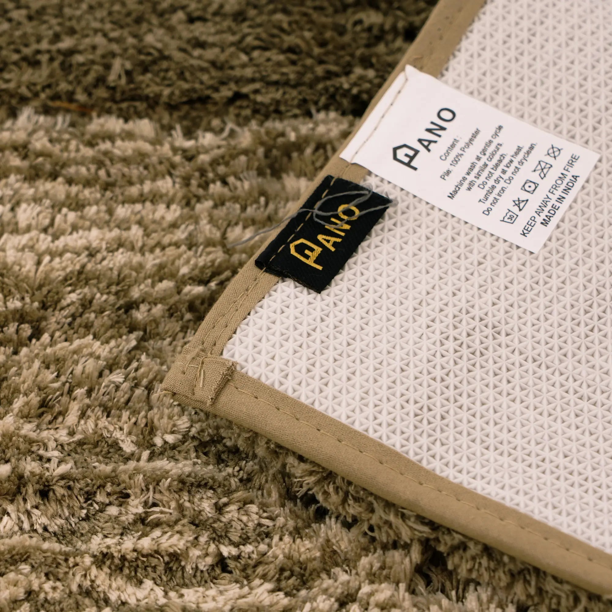 Bold Frame Microfiber Anti Skid Beige soft Bathmat