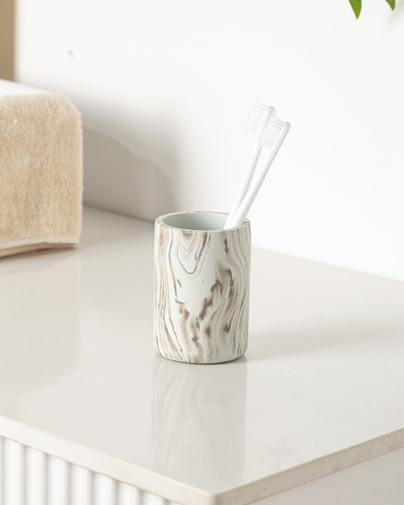 Premium Polyresin Bath Set Abstract Marble Pano