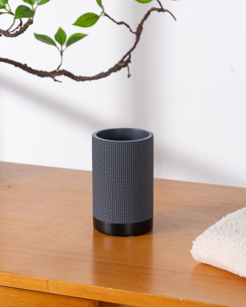 Exclusive Polyresin Bath Decor Bathroom Accessory Set of 4 Charcoal Pano