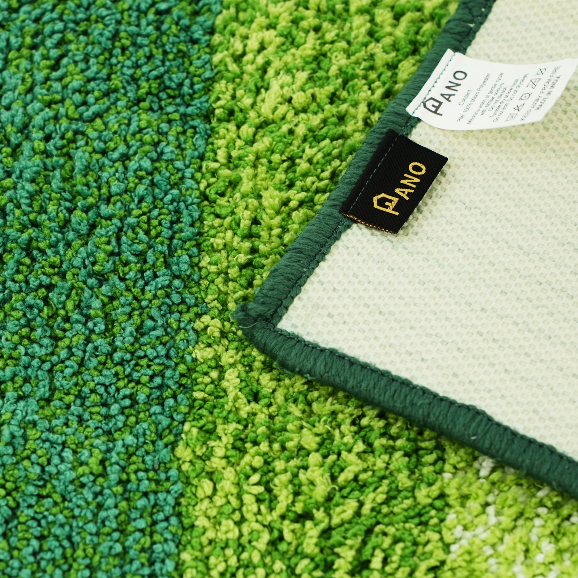 Textured Anti Skid Green Bathroom Washable Runner -Pano Pano
