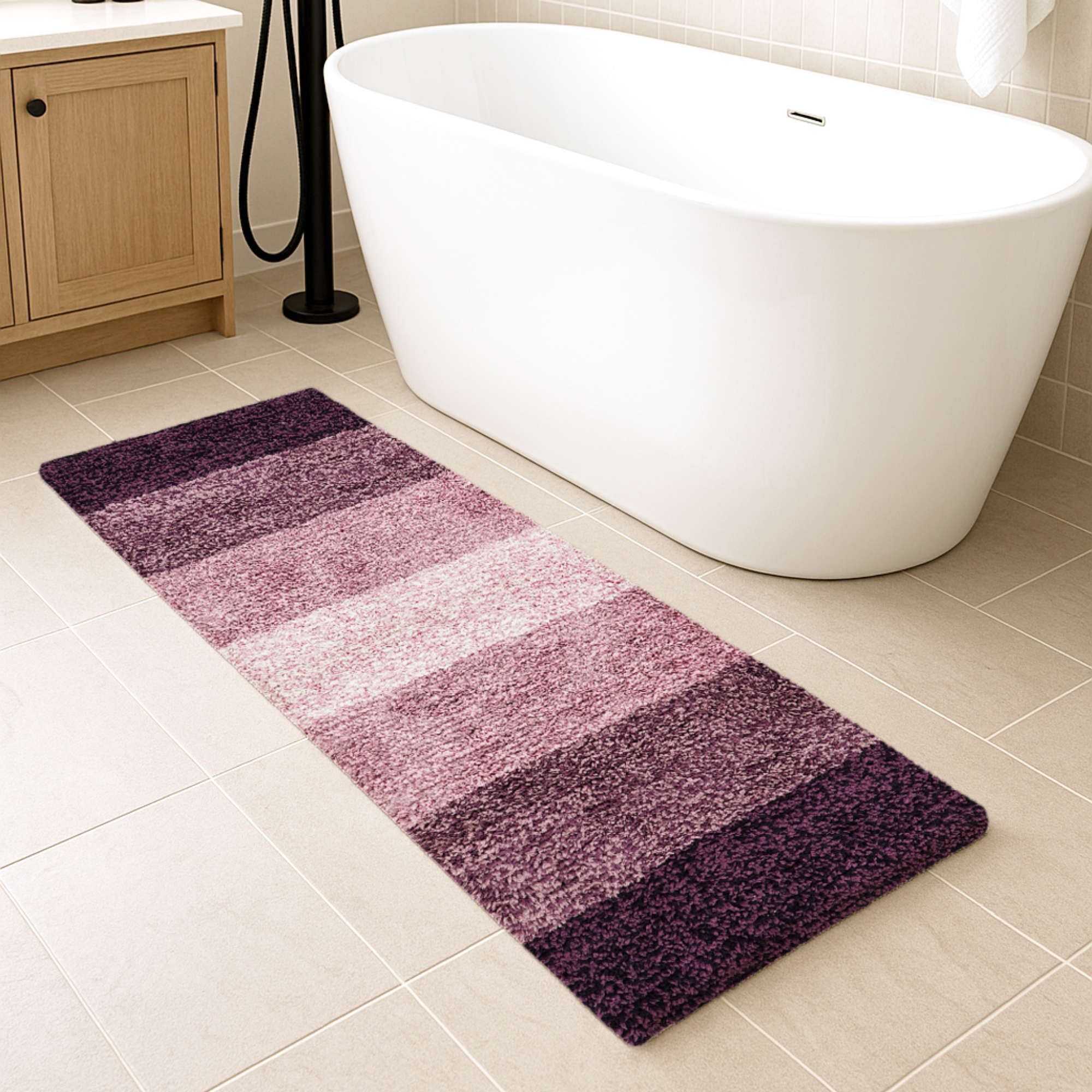 Textured Anti Skid Purple Bathroom Washable Runner -Pano Pano