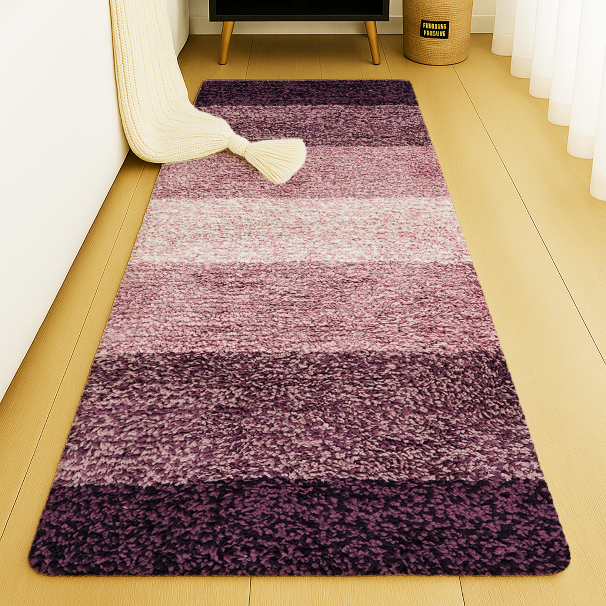Textured Anti Skid Purple Bathroom Washable Runner -Pano Pano