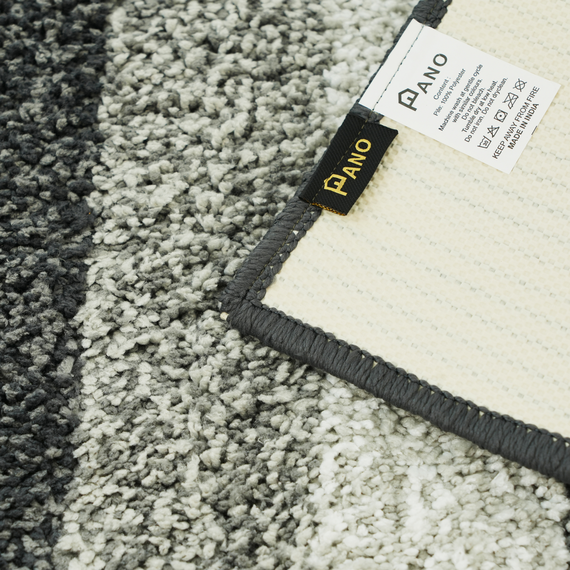 Textured Anti Skid Grey Bathroom Washable Runner -Pano Pano