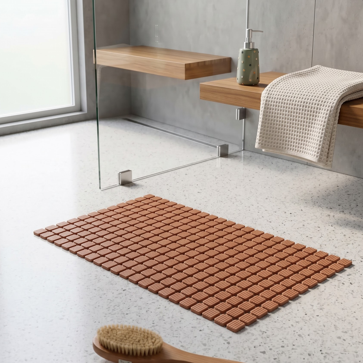 Mizu Anti Slip Shower Mat - Brown