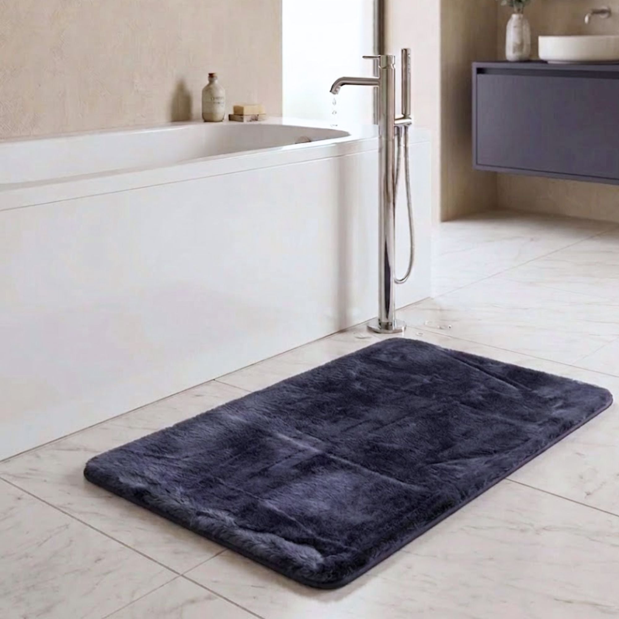Cashmere Rabbit Fur Anti Skid Fur Bathmat - Pano