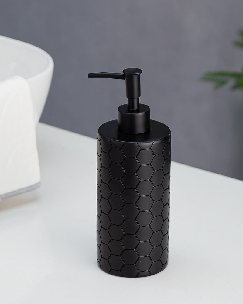 Stylish Polyresin Set of 3 with Soap Dispenser (Black) - Pano