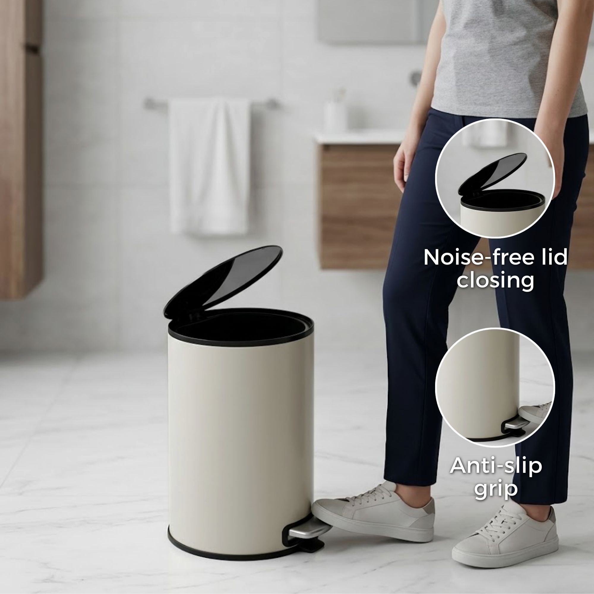 Oxford Stainless Steel Soft Close Peddle Dustbins 8 Litre - Pano