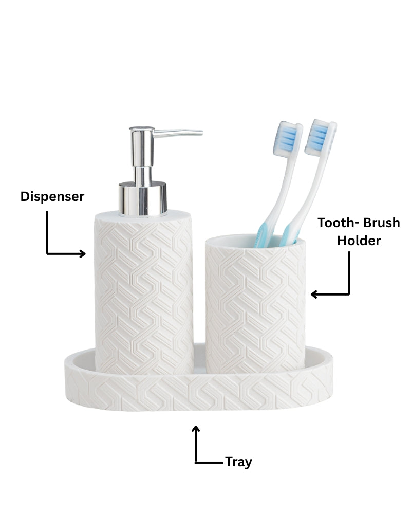 Stylish Polyresin Set of 3 with Soap Dispenser (Moon Light) - Pano
