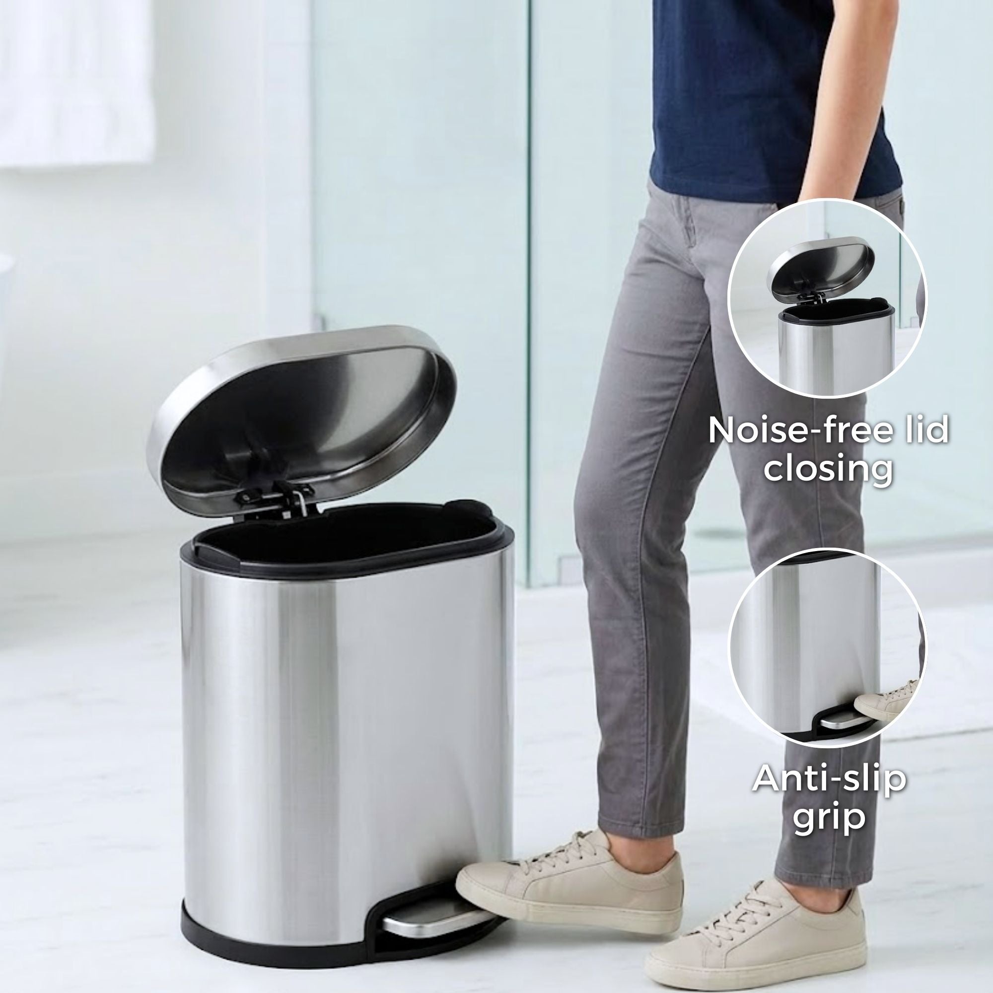 Masa Stainless Steel Soft Close Peddle Dustbins 5 Litre - Pano
