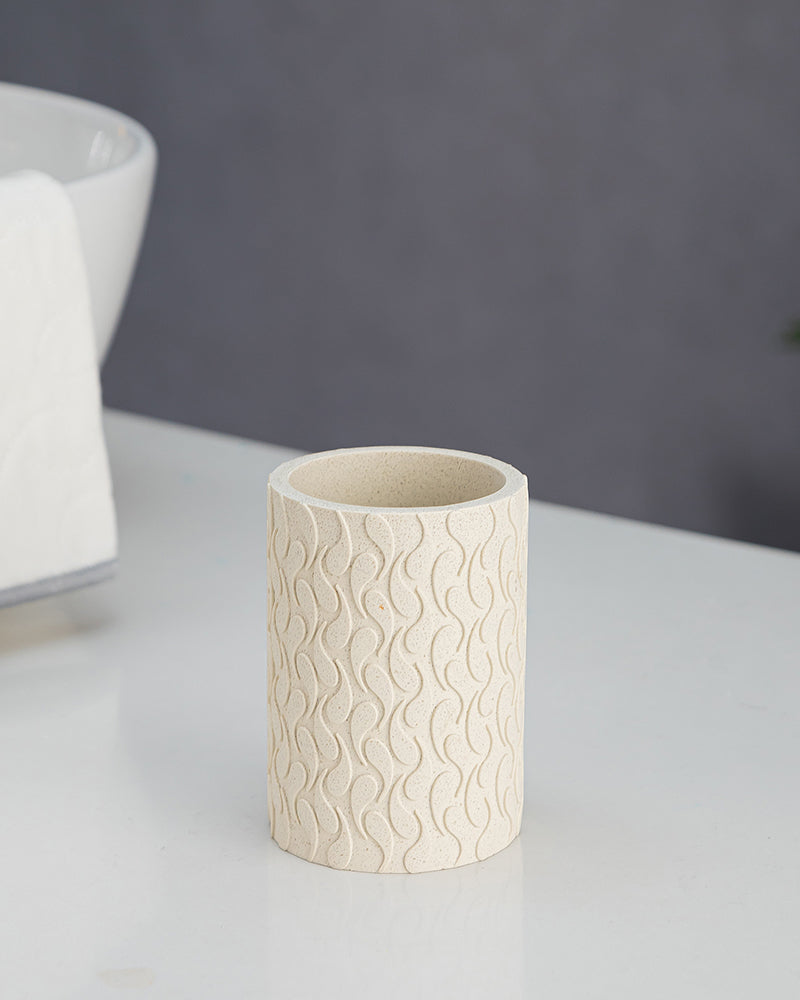 Stylish Polyresin Set of 3 with Soap Dispenser (Cream) - Pano