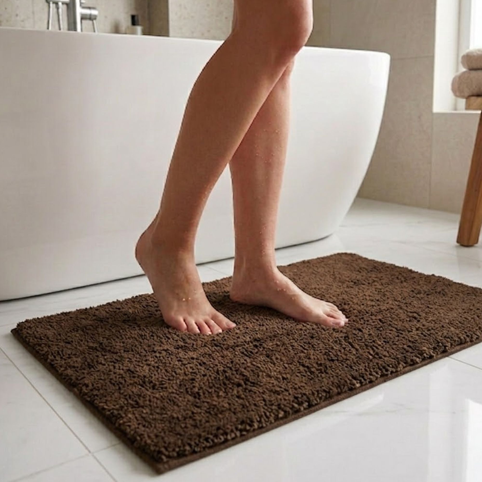 Maples Microfiber Anti Skid Super Absorbent Bathmat Set of 2 - Pano