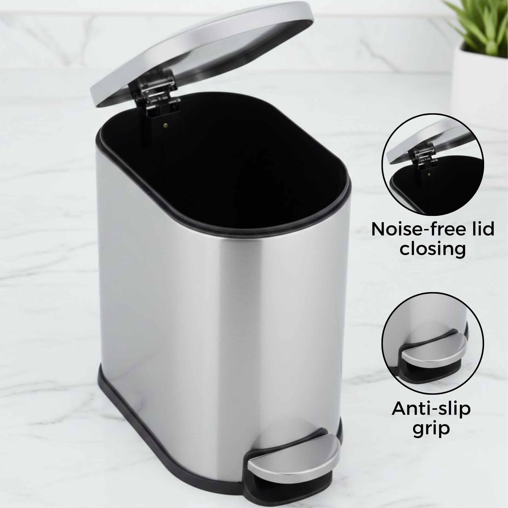 Milo Stainless Steel Step Bin Trashcan 5 Litre - Pano