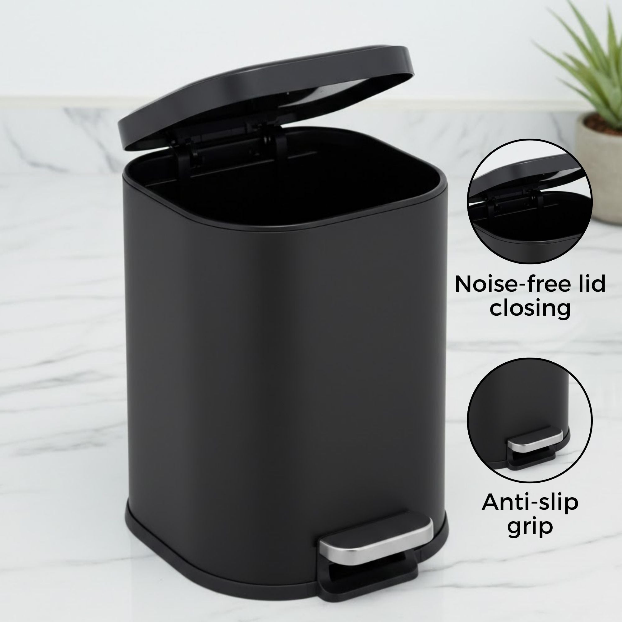 Arlo Stainless Steel Step Bin Trashcan 6 Litre - Pano