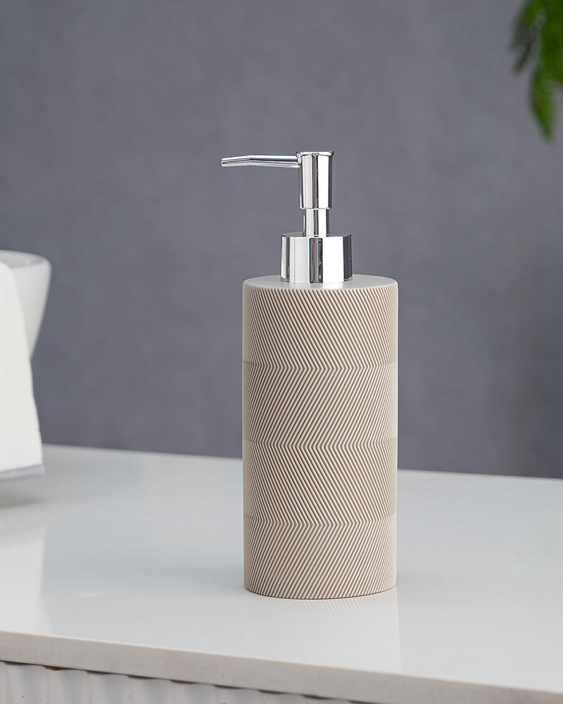 Stylish Polyresin Set of 3 with Soap Dispenser (Linen) - Pano