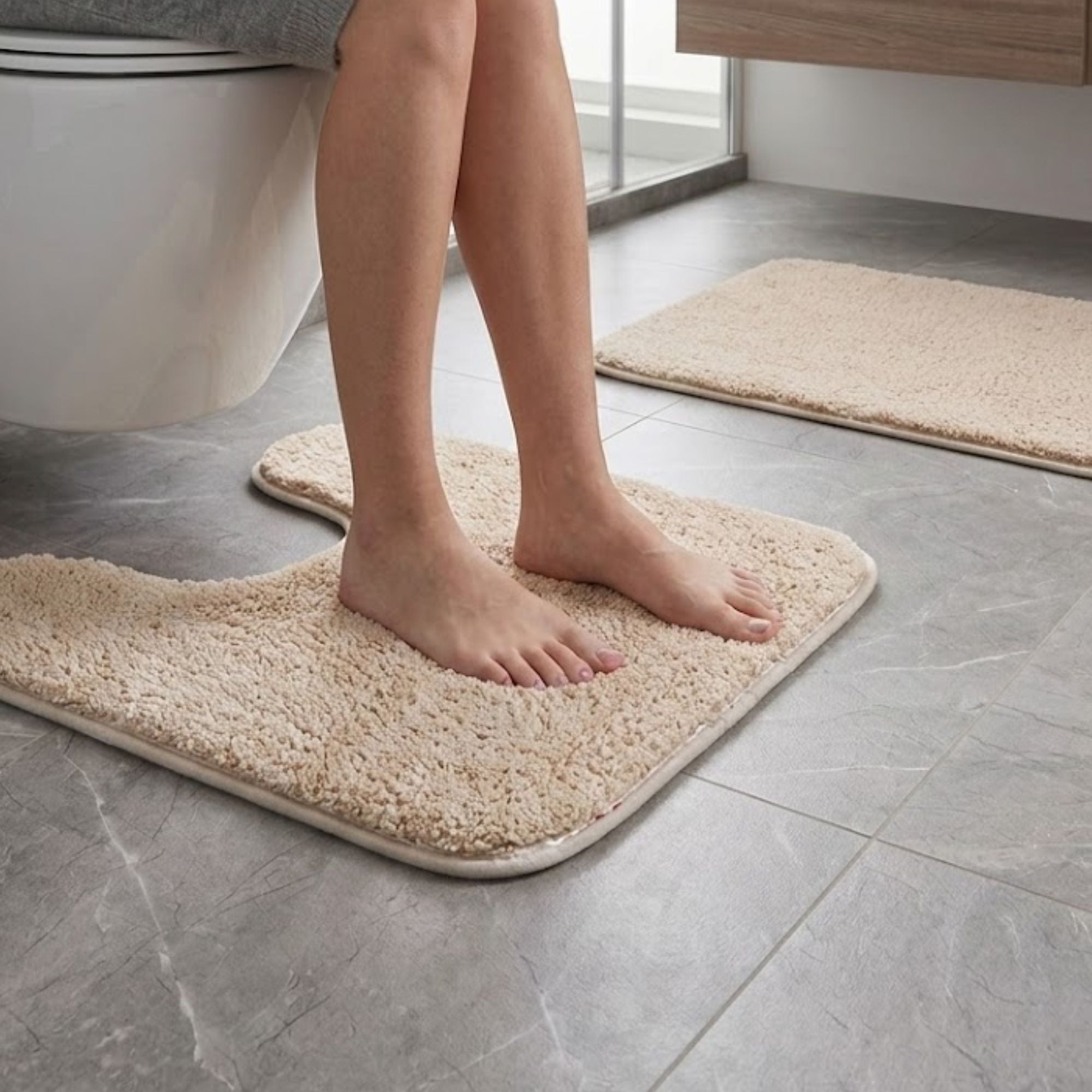 Sophia Anti Skid 2 Pcs Contour Bath Rug - Pano