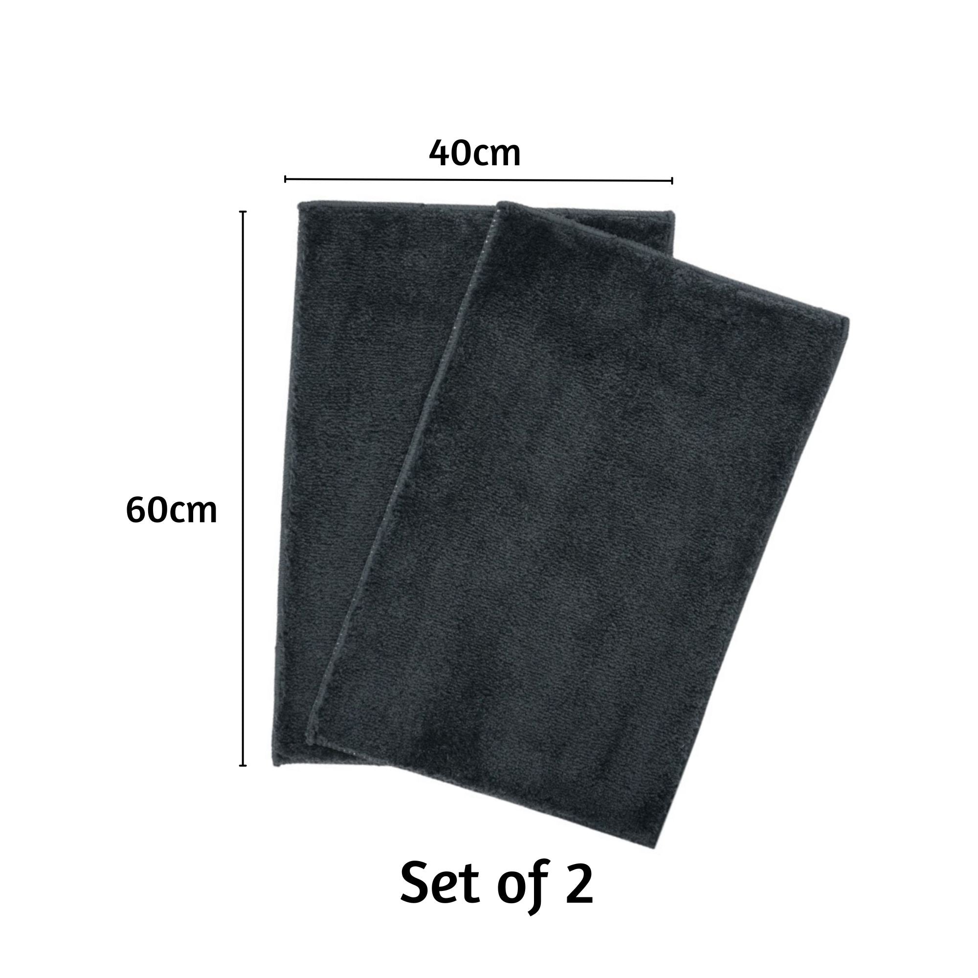 Maples Microfiber Anti Skid Super Absorbent Bathmat Set of 2 - Pano