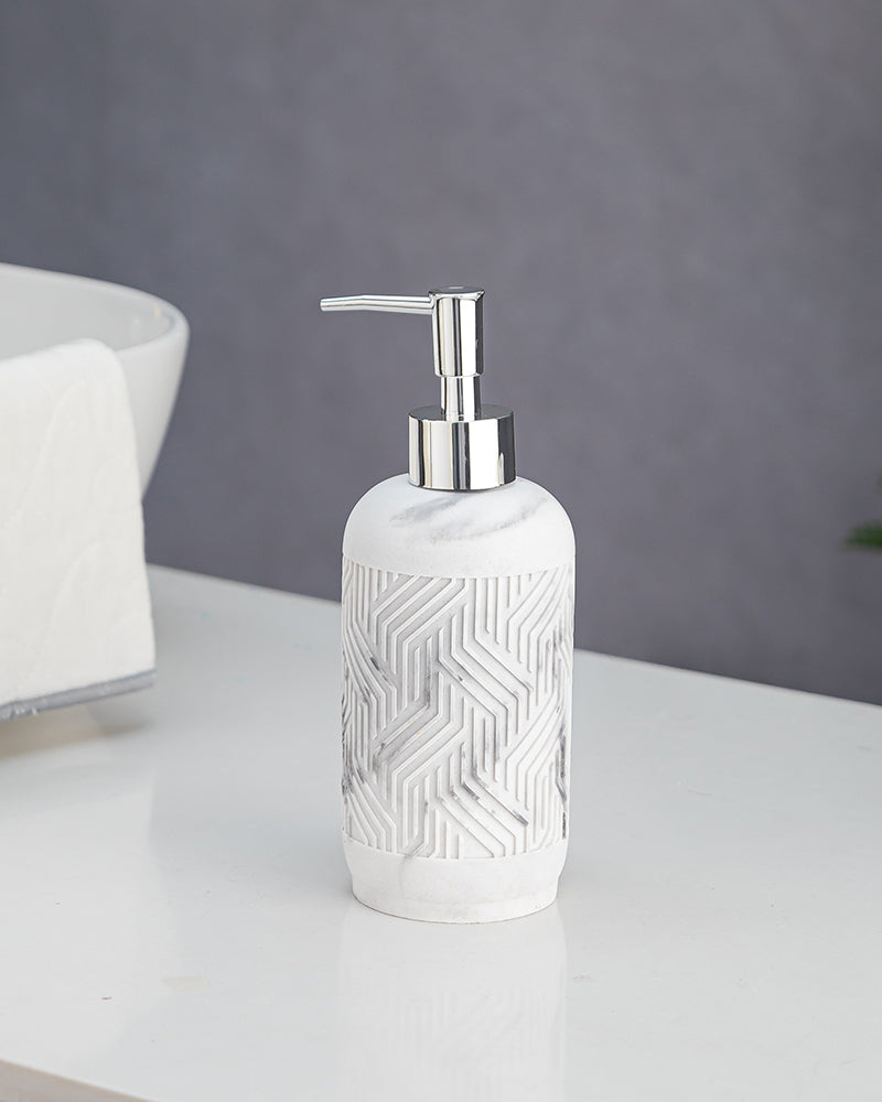 Stylish Polyresin Set of 3 with Soap Dispenser ( Snow) - Pano