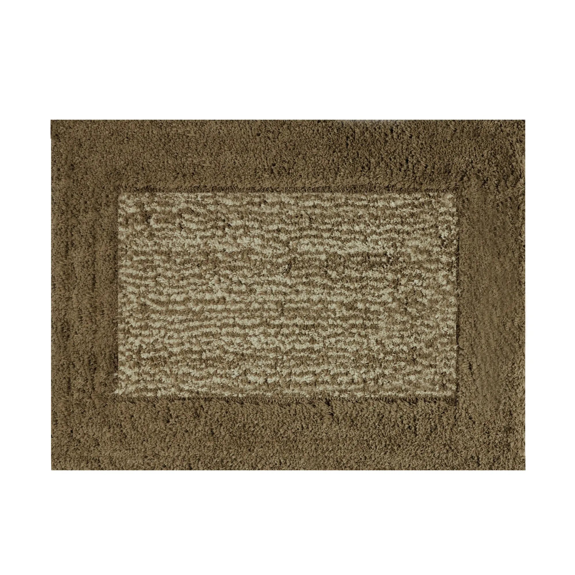Bold Frame Microfiber Anti Skid Beige Bathmat