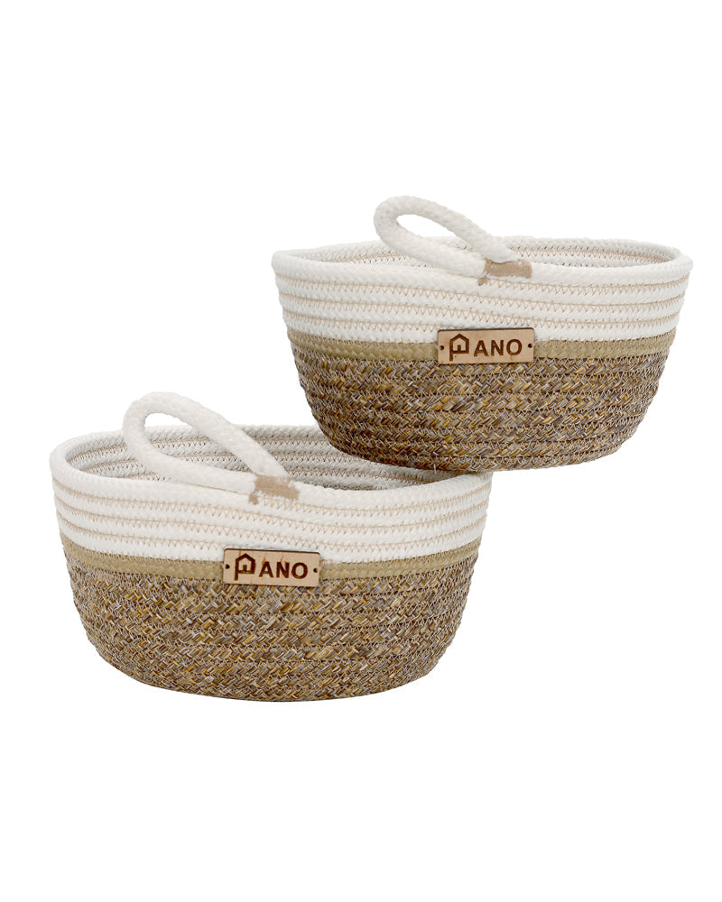 Naples Polypropylene Beige Multi-Storage Basket Pack of 2 Basket - Pano Pano