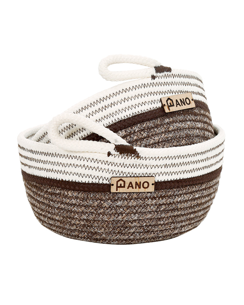 Naples Polypropylene Brown Multi-Storage Basket Pack of 2 Basket - Pano Pano