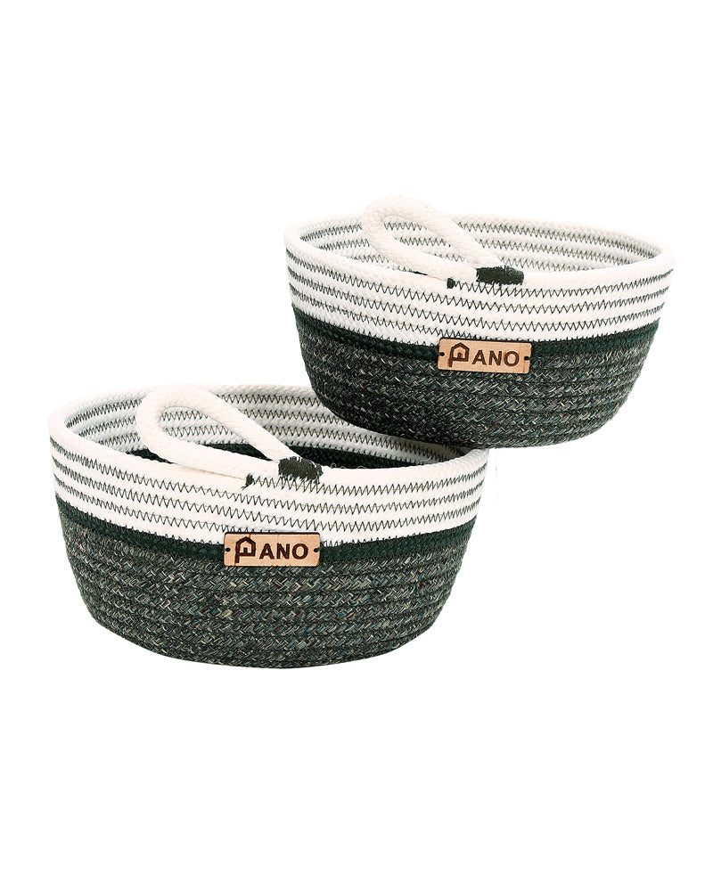 Naples Polypropylene Green Multi-Storage Basket Pack of 2 Basket - Pano Pano