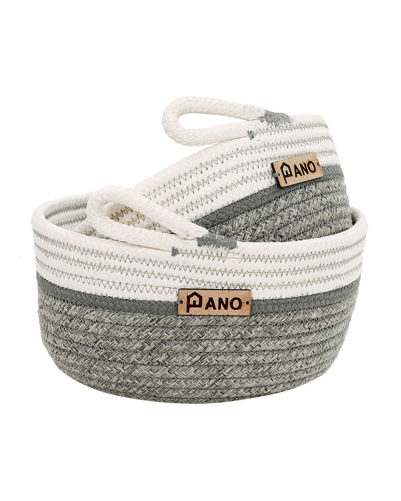 Naples Polypropylene Lite Grey Multi-Storage Basket Pack of 2 Basket - Pano Pano