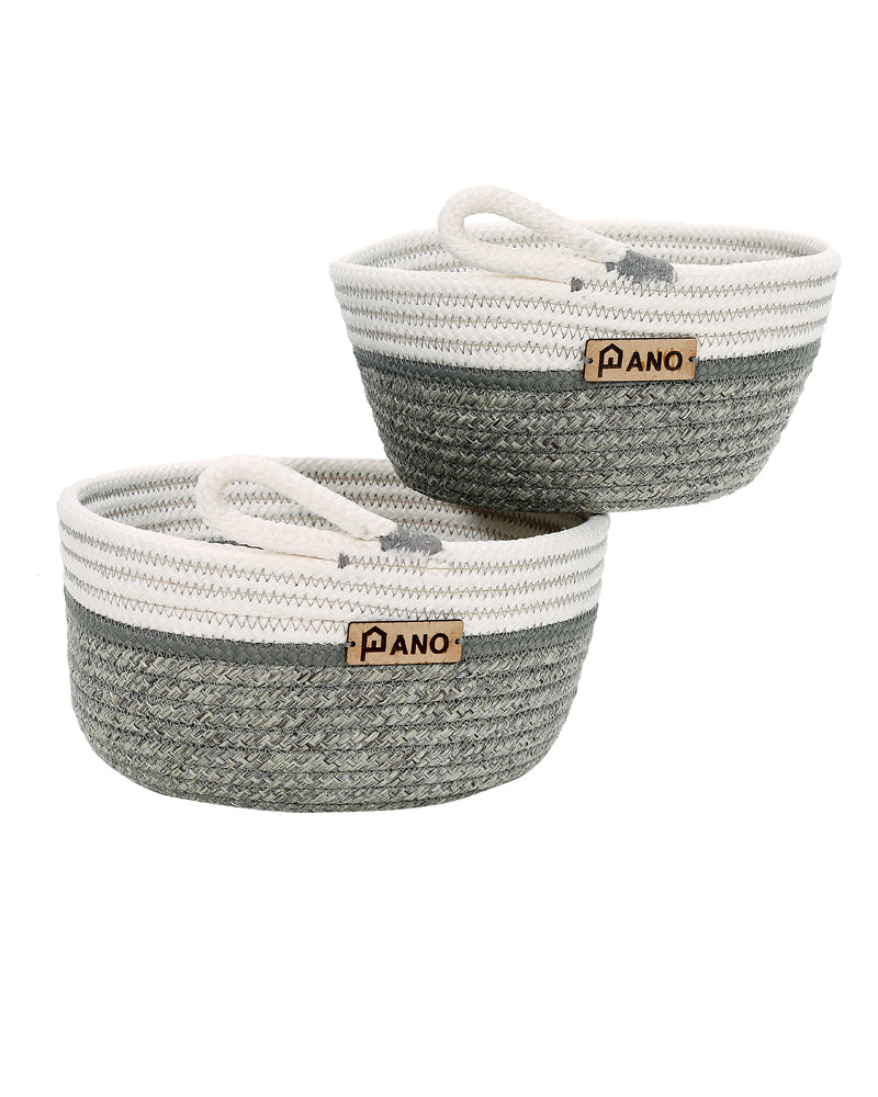 Naples Polypropylene Lite Grey Multi-Storage Basket Pack of 2 Basket - Pano Pano