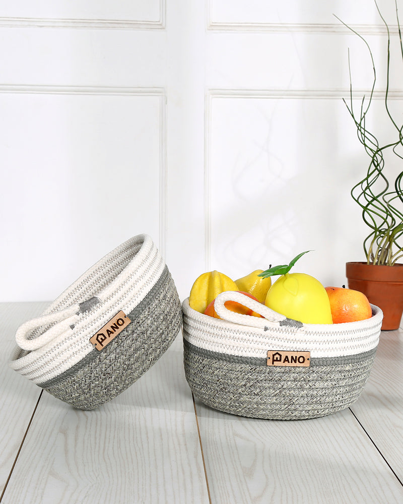 Naples Polypropylene Lite Grey Multi-Storage Basket Pack of 2 Basket - Pano Pano