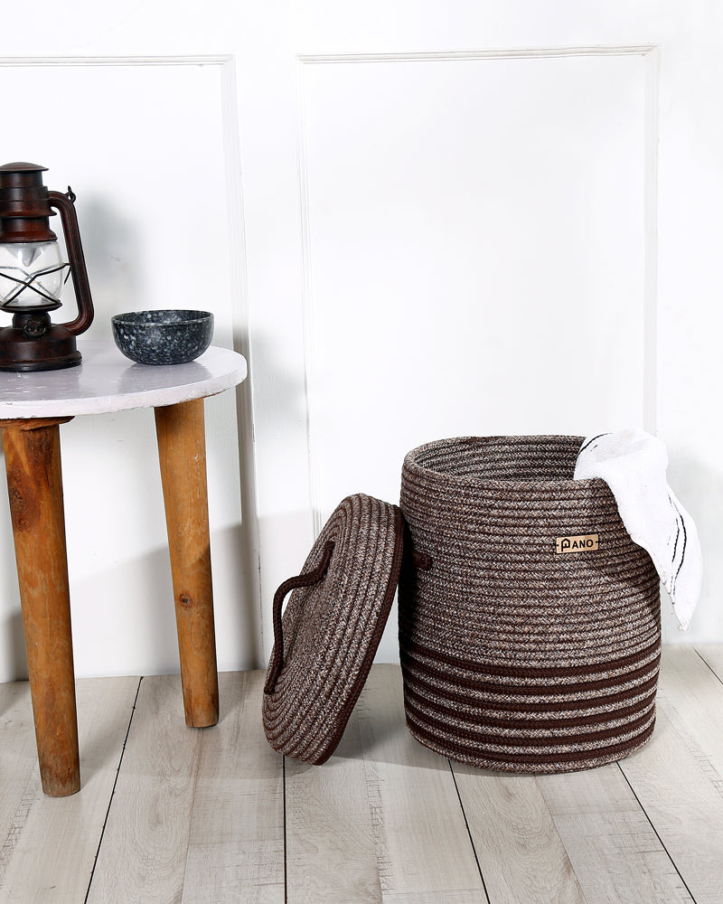 Stripe Laundry Basket Multi Purpose with Lid - Pano Pano
