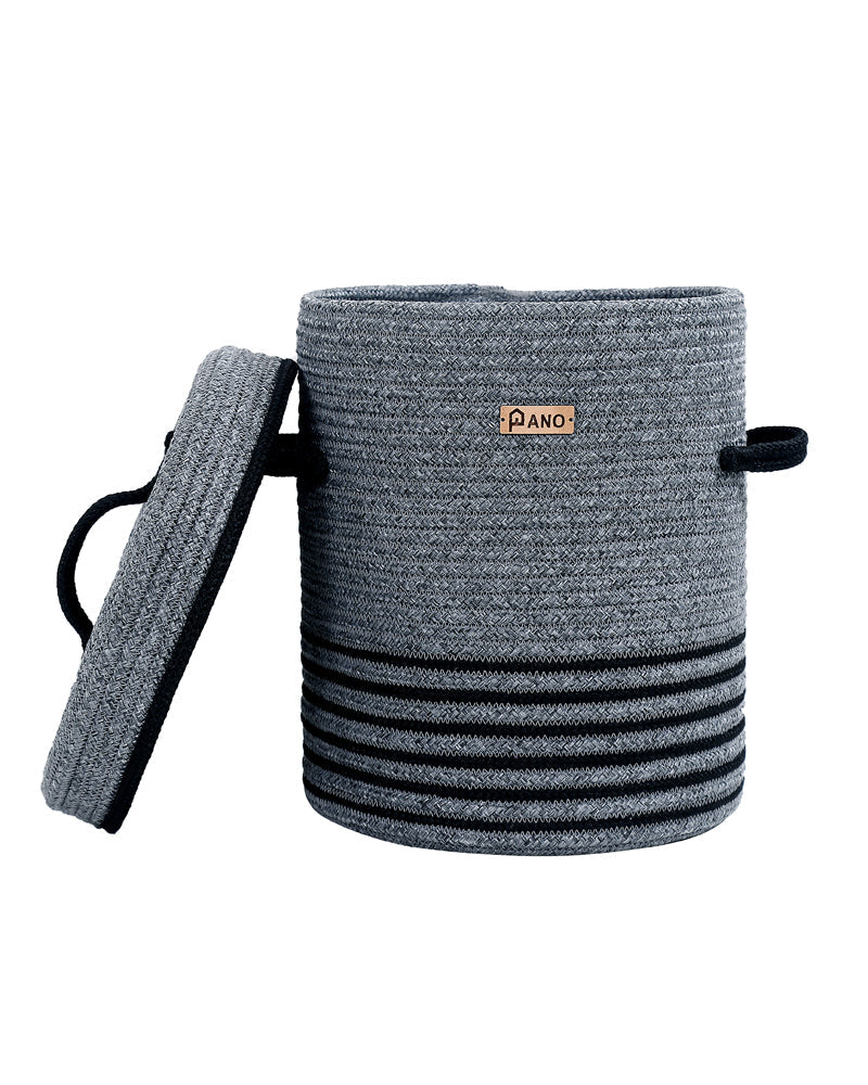Stripe Laundry Basket Multi Purpose with Lid Charcoal - Pano Pano
