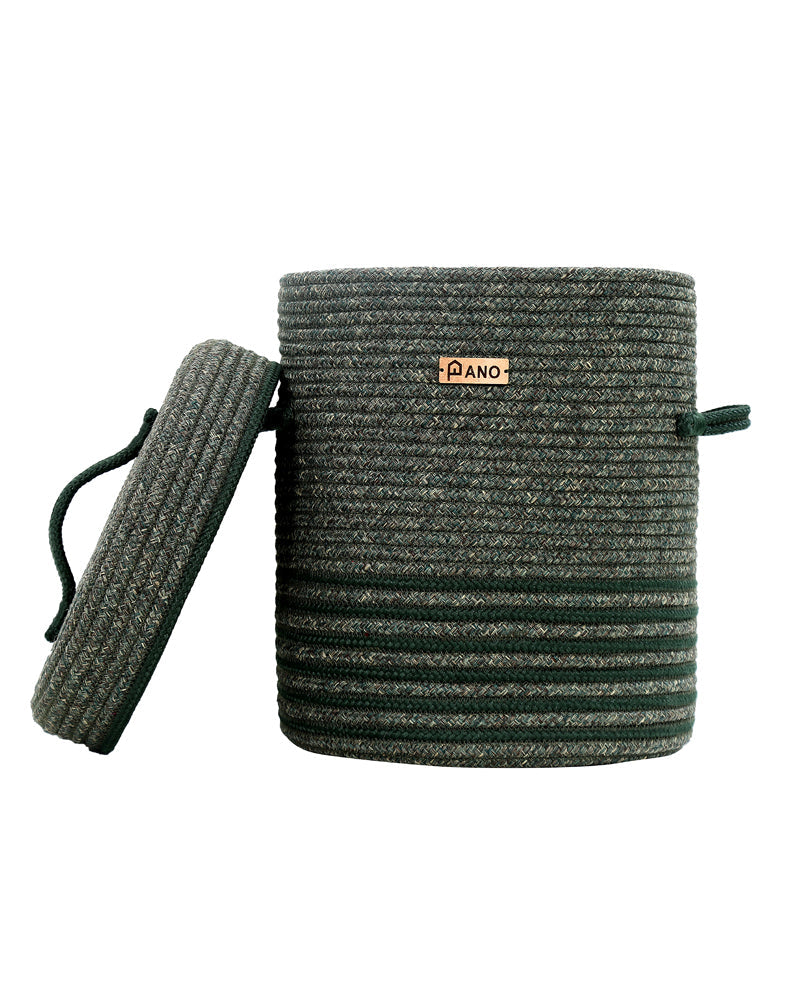 Stripe Laundry Basket Multi Purpose with Lid Green - Pano Pano
