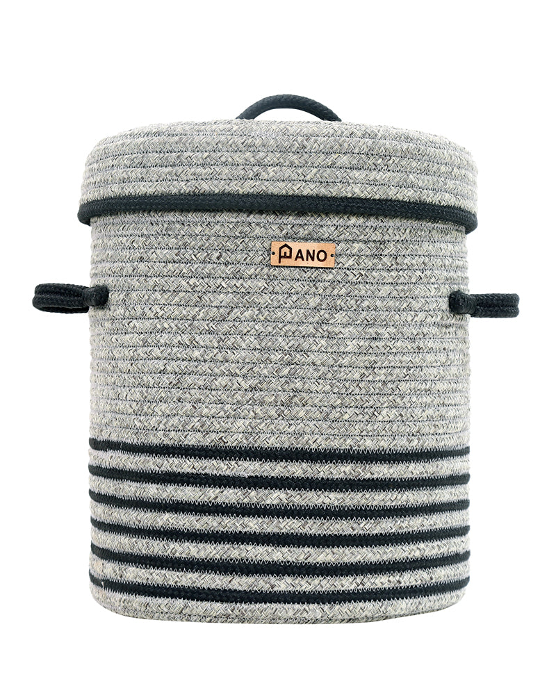 Stripe Laundry Basket Multi Purpose with Lid Grey - Pano Pano