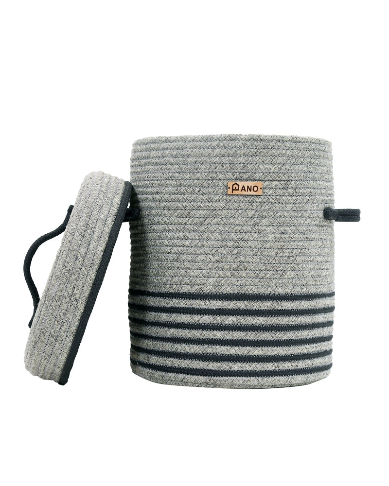 Stripe Laundry Basket Multi Purpose with Lid Grey - Pano Pano