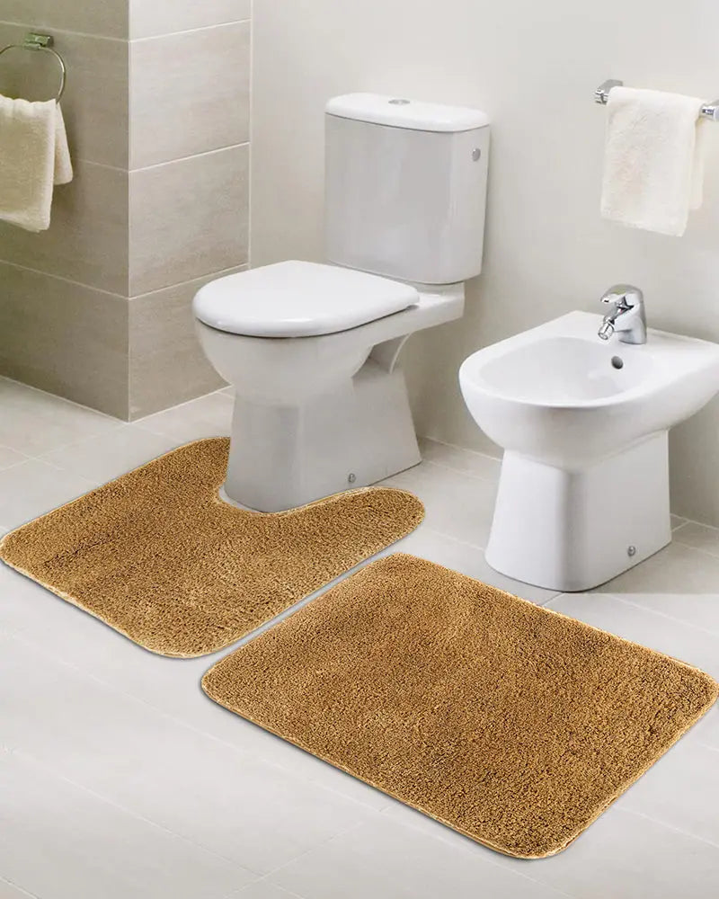 Sophia Anti Skid 2 Pcs Contour Bath Beige Rug
