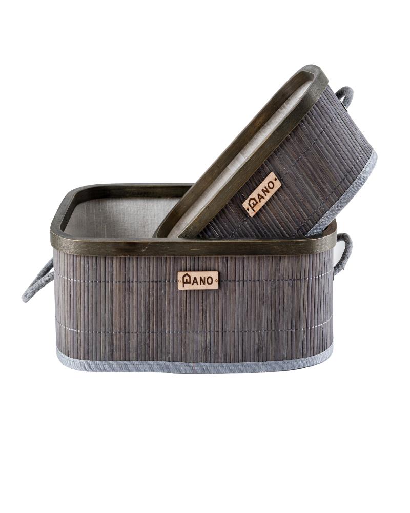 Bamboo Kitchen Utility Bern Basket Stone Grey | Storage Organiser - Pano