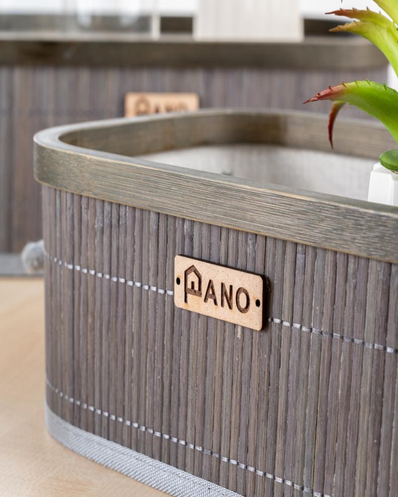 Bamboo Kitchen Utility Bern Basket Stone Grey | Storage Organiser - Pano