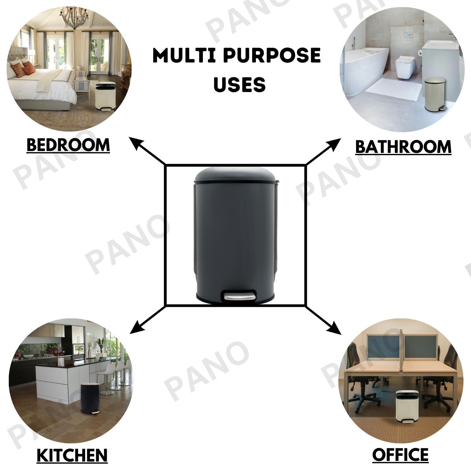 Stainless Steel Soft Close Step Bin 12 Litre Grey Pano