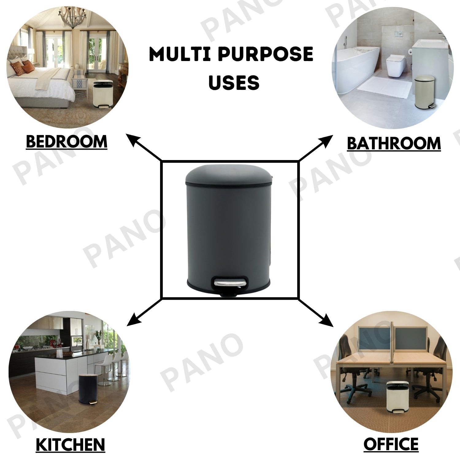 Stainless Steel Soft Close Step Bin 5 Litre Grey Pano