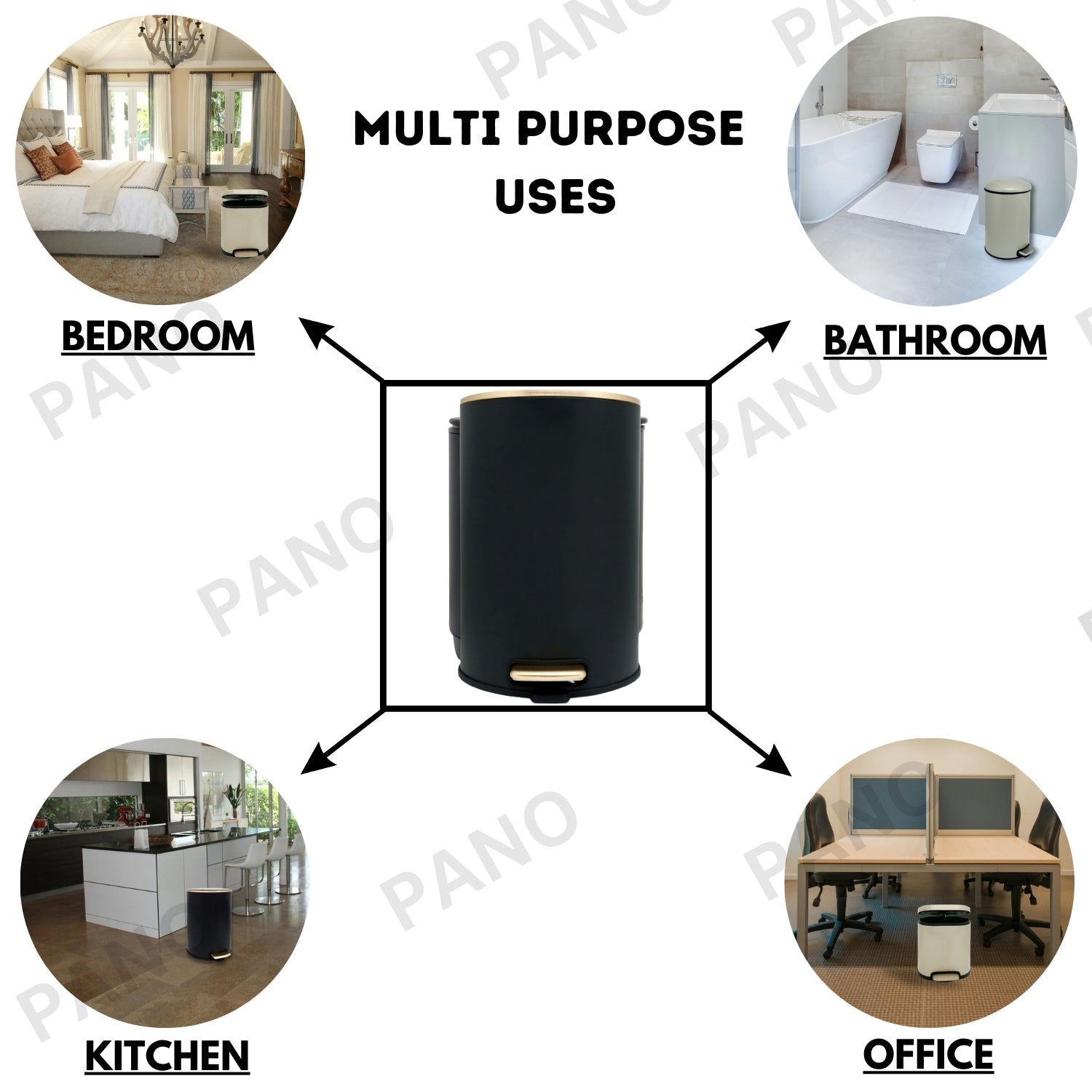 Stainless Steel Soft Close Step Bin 8 Litre Black Pano