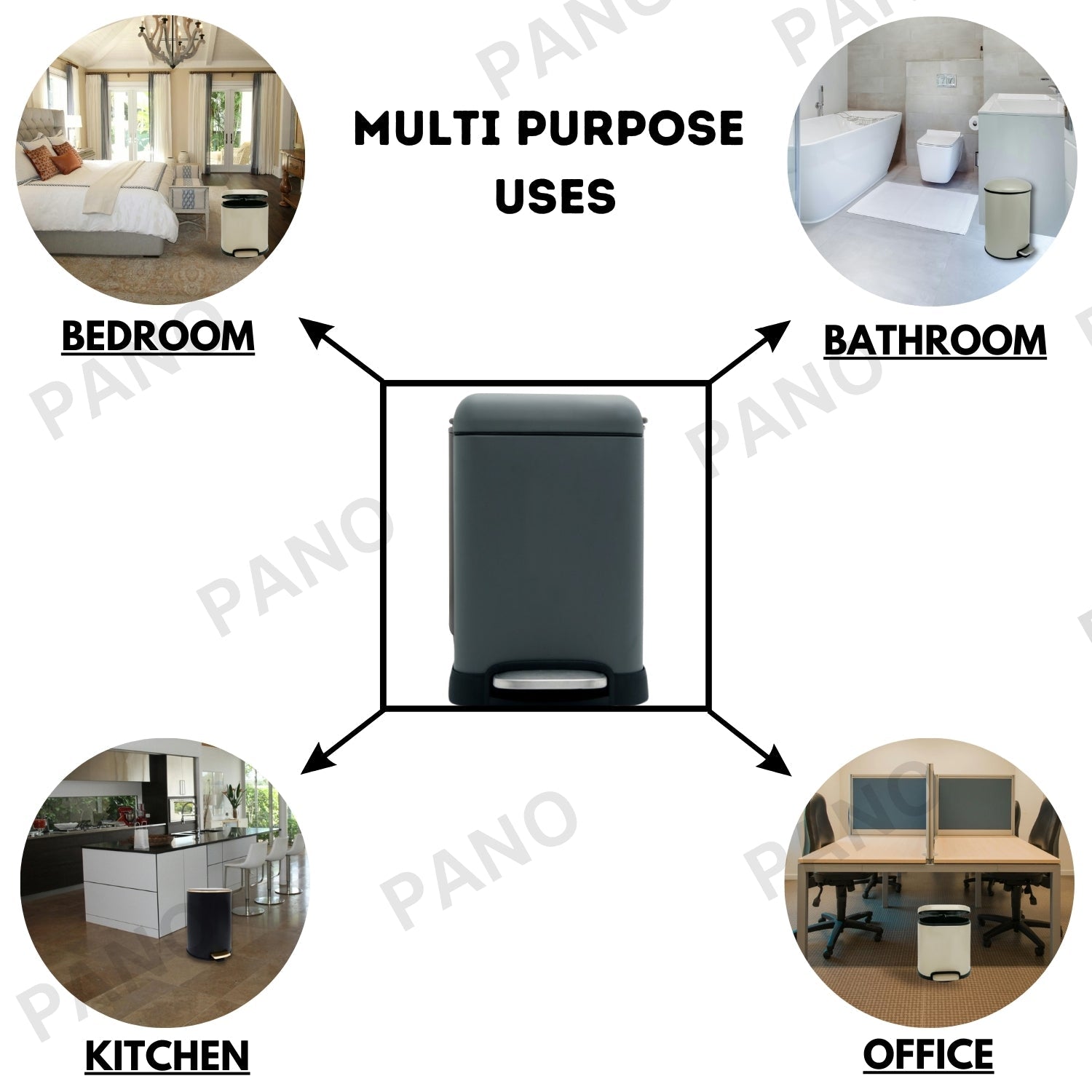 Stainless Steel Soft Close Step Bin 6 Litre Grey Pano