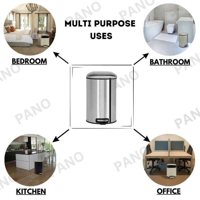 Levente Stainless Steel Soft Close Peddle Dustbins 12 Litre - Pano Pano