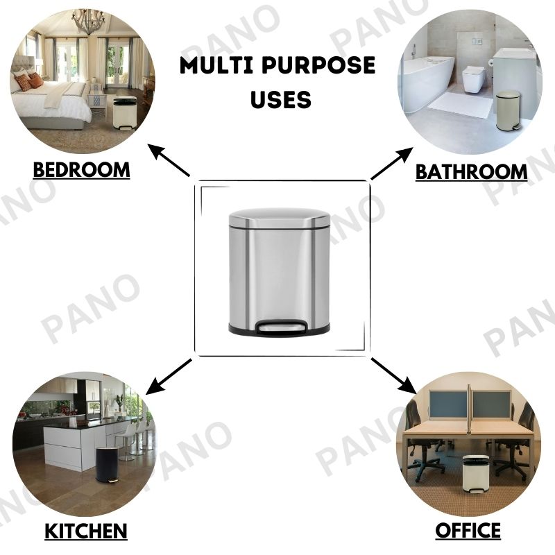 Masa Stainless Steel Soft Close Peddle Dustbins 5 Litre - Pano Pano