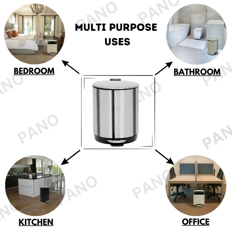 Vesta Stainless Steel Soft Close Peddle Dustbins 5 Litre - Pano Pano