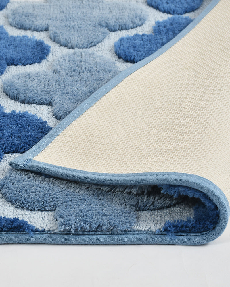 Abstract Microfiber Blue Anti Skid Bathmat - Pano