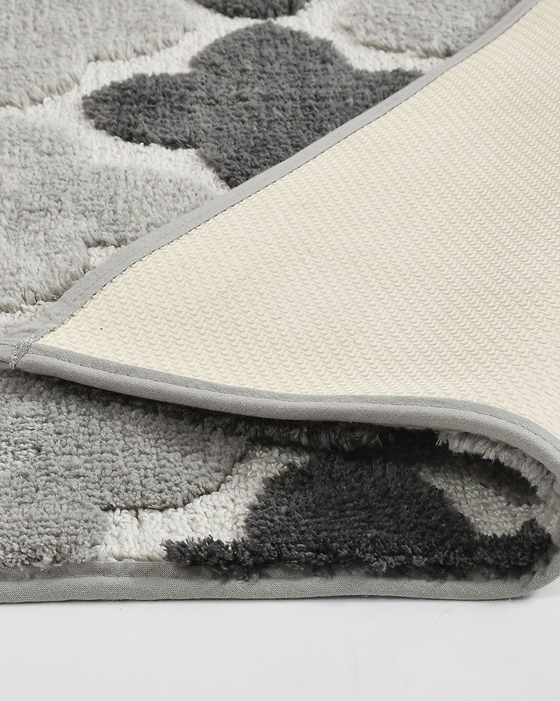 Abstract Microfiber Grey Anti Skid Bathmat - Pano Pano
