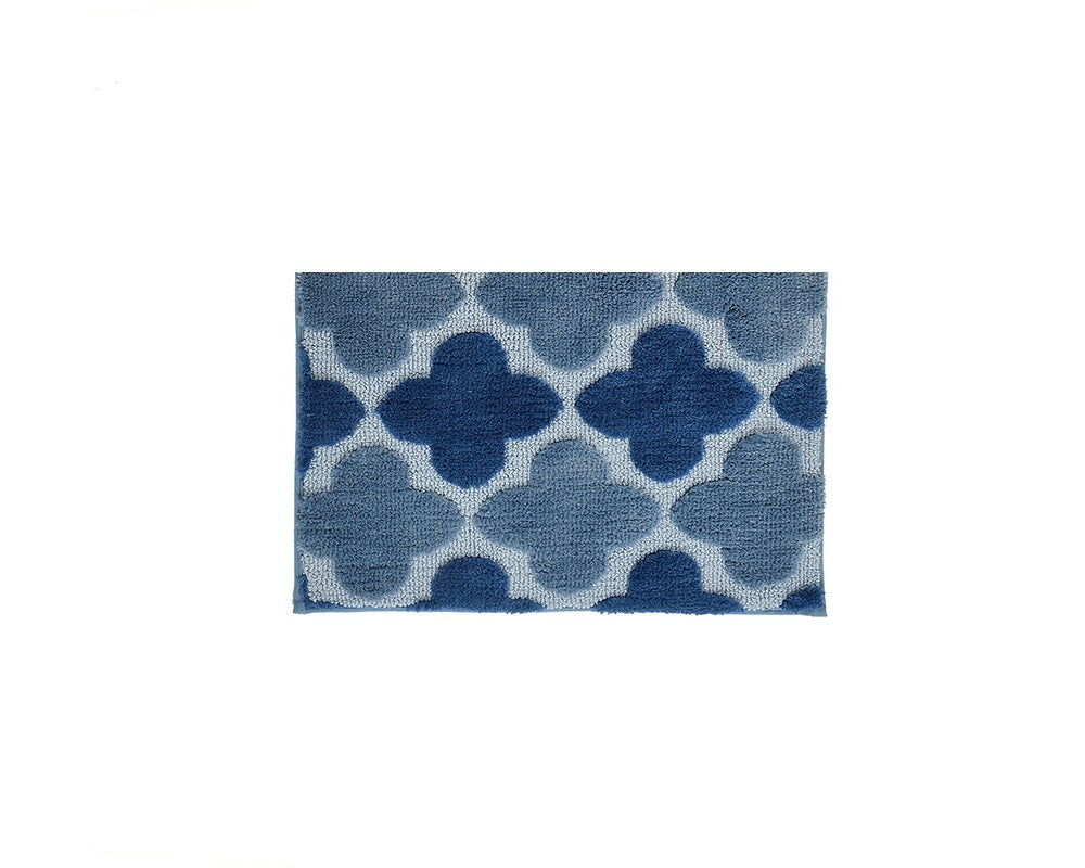 Abstract Microfiber Blue Anti Skid Bathmat - Pano