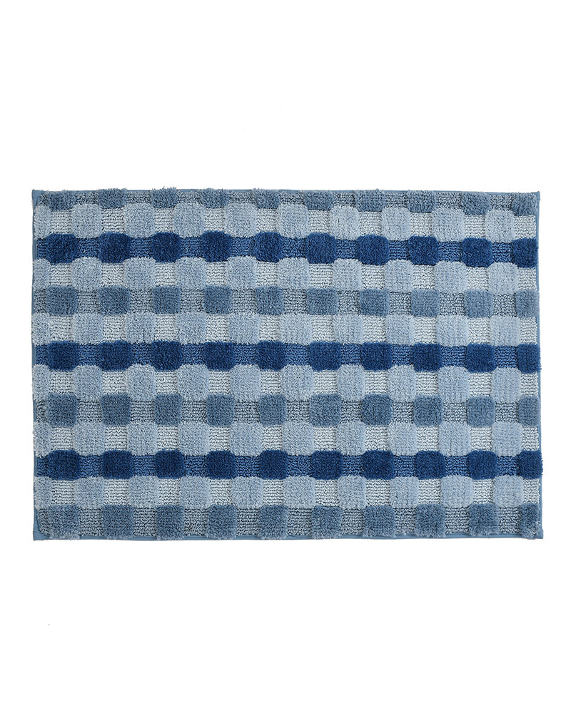 Blocks Microfiber Blue Anti Skid Bathmat - Pano Pano