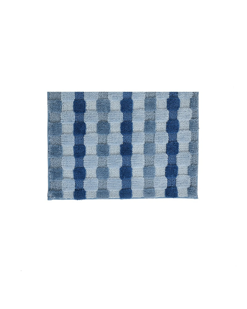 Blocks Microfiber Blue Anti Skid Bathmat - Pano Pano
