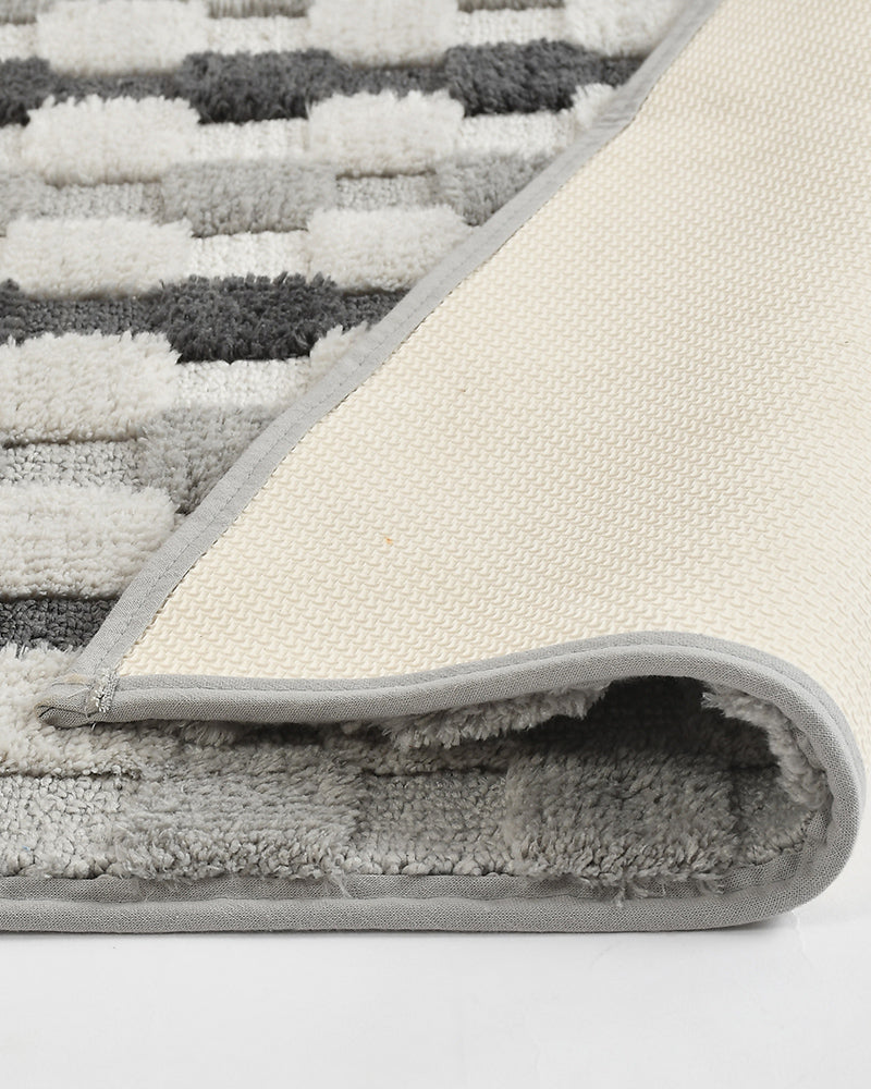 Blocks Microfiber Grey Anti Skid Bathmat - Pano Pano