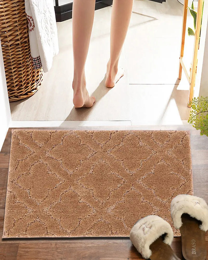 Flora Anti Skid Super Absorbent Beige Bathmat